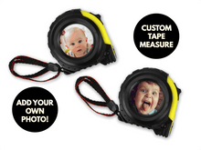 Load image into Gallery viewer, Personalised Photo Tape Measure, DIY Gift For Him, Unique custom fathers Day gift, New Dad, Grandad DIY, Carpenter Joiner Birthday gift