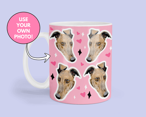 Personalised Pet Face photo - Pink Heart Mug